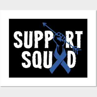 Support Squad Colorectal Cancer Awareness CRC Blue Ribbon Posters and Art